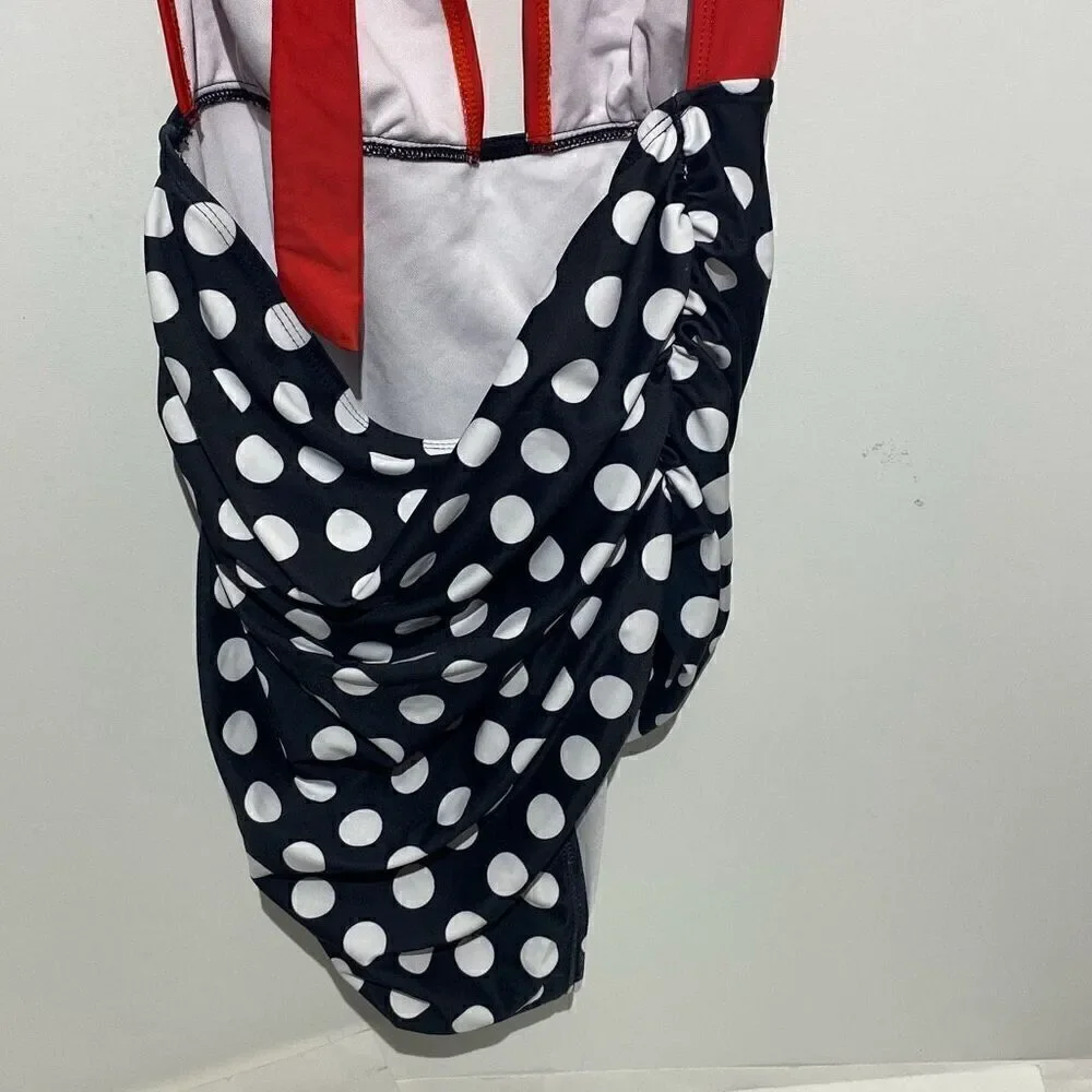 Eomenie Women's‎ Multicolor Solid Polka Dots Open Back Halter Swimsuit Size XL